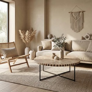 Table de salle à manger moderne en bois d'acacia et résine, design artistique, étanche, table basse pour salon, mariage, anniversaire, Diwali - Product Image 2