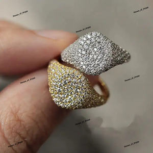 Bague en argent 925 avec diamants moissanite, sertie de pierres, ajustable, pour homme et femme, bijou de cocktail. - Product Image 3