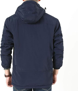 AQTQ Wholesale Men's Waterproof Thin Autumn Button Front Dyed Hooded Zipper OEM Service Casual <b>Plus</b> <b>Size</b> Outdoor <b>Rain</b> Wear - Product Image 3