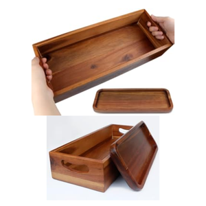 Panier à papier toilette en bois et plateau de salle de bain de qualité supérieure, organisateur de toilette fabriqué par une entreprise vietnamienne - Product Image 3