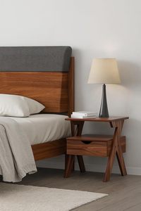 Modern Solid Wood Nightstand With 1 Drawer And Open <b>Shelf</b> Storage Bedroom Furniture Scandinavian Design - Product Image 2