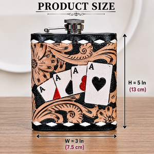2026 New Stylish <b>Tooled</b> Genuine Cow <b>Leather</b> Flask 8oz Fashionable Stainless Steel Hip Flask High Quality Flask Holder for Gifts - Product Image 2
