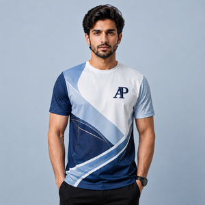 AP Men's Sporty Short Sleeve T-<b>Shirt</b> <b>Geometric</b> Pattern Sublimation Print Breathable Quick Dry Premium Quality Regular Fit O-Neck - Product Image 1