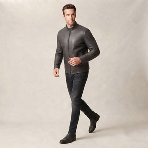 Veste de motard en cuir vintage personnalisée pour homme, veste bomber brodée, streetwear, vente en gros OEM - Product Image 4