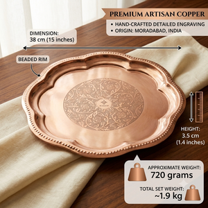 Ensemble de thali en cuivre fait main pour la Pooja, assiette traditionnelle pour la Puja, cadeau pour le festival Diwali, thali Aarti, décoration pour le temple à domicile, vente en gros - Product Image 6