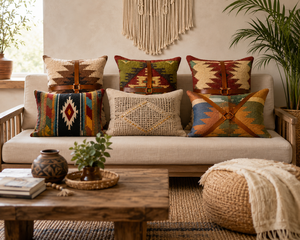 Handmade Kilim Cushion <b>Cover</b> with Leather Strap Boho Decorative <b>Throw</b> Pillow <b>Cover</b> Vintage Tribal <b>Sofa</b> Cushion - Product Image 6