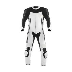 Combinaison de moto pour homme, blanche et noire, en polyester respirant, résistante aux abrasions, combinaison de travail protectrice - Product Image 1