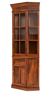 Solid Wood <b>Tall</b> Corner Display Cabinet | Glass Door Curio Cabinet with <b>Storage</b> | Wholesale Living Room Furniture - Product Image 5