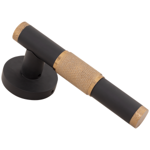 Juego de Manijas de Puerta de Lujo SS304 de Doble Tono con Acabado Moleteado Texturizado Negro Mate PVD, Oro Rosa PVD y Dorado Negro, Herrajes para Cerradura de Palanca - Product Image 2