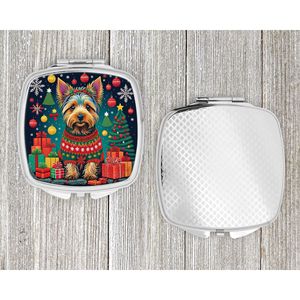 Australian Terrier Navidad compacto viaje maquillaje espejo portátil plegable de mano para mujeres y niñas regalo de Navidad - Product Image 4