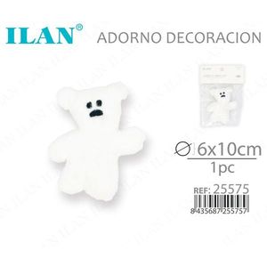 Ornamento Decorativo Orso di Peluche Bianco 6x10cm per Halloween - Product Image 3