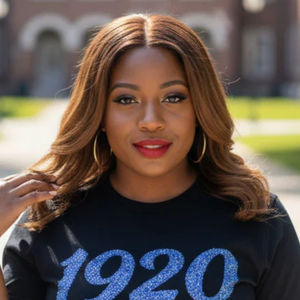 เสื้อเชิ้ตสีดำ 1920 บลูไดมอนด์ส ท็อปสำหรับผู้หญิง ผ้าฝ้าย 100% ประดับเลื่อม ลายตัวเลขกรีก เสื้อสำหรับชมรมนักศึกษา เสื้อฉลองครบรอบ Zeta Phi Beta Heritage Wear - Product Image 4