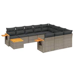 Ensemble de canapés de jardin en rotin gris pour 8 personnes, mobilier d'extérieur résistant aux intempéries, design contemporain - Product Image 2