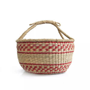 Cesta Bolga de Hierba Marina Natural, Tejida a Mano, Plegable, Multifuncional, con Tapa/Asas, Calidad de Exportación, Cesta de Almacenamiento - Product Image 1