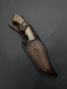 Hunting Knife Forged Steel Fixed Blade with Walnut Wood Handle and Leather Sheath Outdoor Camping Knives - Product Image 2