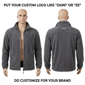 Chaqueta de running de manga larga para hombre, 240 g/m², forro polar premium, ODM, impresión personalizada en relieve, cremallera completa, ropa de abrigo fina para otoño - Product Image 1