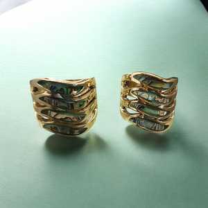 Bohemia <b>Crystal</b> Wings Design shell Brass Rings Gold Plated Women's anniversary Gift Jewelry - Product Image 1
