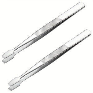 Pince à timbres professionnelle en acier inoxydable à pointes plates pour votre précieuse collection de timbres - Product Image 1