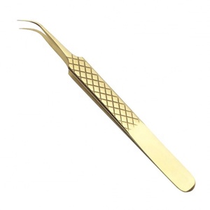 Pinzas de extensión de pestañas recubiertas de plasma dorado - Product Image 6