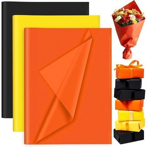 60 Fogli di Carta Velina per Halloween in Nero, Arancione e Giallo per Confezioni Regalo, Decorazioni per Feste di Compleanno, Fantasmi, Zucche e Dolci - Product Image 1