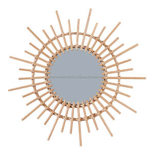 Espejos Redondos de Ratán Hechos a Mano, Espejos de Pared Modernos de Mimbre Duradero con Estilo Clásico Natural para Decoración del Hogar - Product Image 5