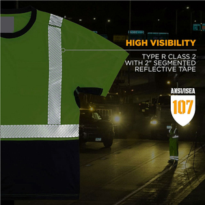 Camiseta de Seguridad Reflectante de Alta Visibilidad Unisex, Verde y Negra, Manga Corta, Bolsillo en el Pecho, Transpirable, Resistente al Agua, Poliéster - Product Image 3