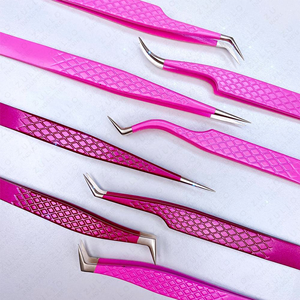 Custom Color Diamond Grip Eyelash Tweezers Stainless Steel Private Label Volume Lash Extension Applicator <b>Tool</b> - Product Image 6