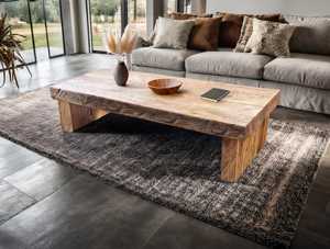 Mesa de Centro de Madera Rústica Premium Hecha de Madera Natural Sólida con Diseño de Baja Altura y Estructura Resistente para Hogar Moderno - Product Image 4