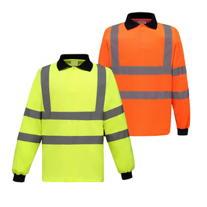 Men's High Visibility Reflective Safety <b>Polo</b> Shirt Long Sleeve Solid Color Knitted Polyester Casual Plus Size <b>Orange</b> Yellow - Product Image 3