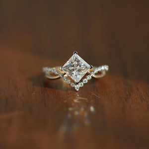 IGI Certified Princess Lab Grown <b>Diamond</b> Engagement <b>Ring</b> Wedding <b>Ring</b> 2.15carat Yellow Gold 14k Party Gift Jewelry - Product Image 1