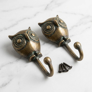 Gancho de Pared de Latón Antiguo con Forma de Búho, Perchero Metálico Vintage con Forma de Pájaro, Gancho Decorativo Rústico para Baño, Cocina, Dormitorio - Product Image 6