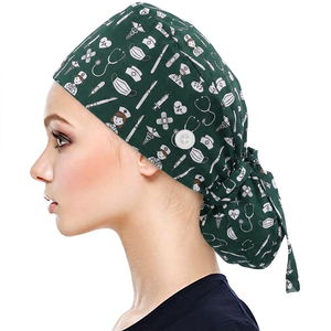 Long Hair Nurse Ponytail <b>Cap</b> with Buttons <b>Scrub</b> Hats with Elastic Regular and Ponytail Design With Customized Logo - Product Image 1