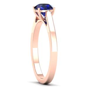 Anillos de compromiso REYES elegantes de plata de ley 925 con moissanita para mujer, corte redondo, 1 quilate, anillos solitarios con gema de zafiro azul - Product Image 3