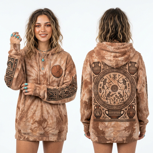 Robe à capuche oversize Orange Cloud Wash pour femme, sweat-shirt rétro avec motif vague de requin, imprimé grille Vaporwave, manches effet usé, style surf S - Product Image 3