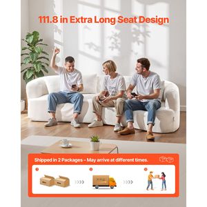 Divano Sezionale Modulare Curvo di Lusso Moderno da 112 Pollici, con Braccioli Arrotolati, Seduta Profonda Oversize, in Tessuto Corduroy, 4 Cuscini, Livi - Product Image 2