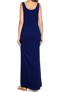 Vestido de Maternidad para Mujer, Color Azul Liso, Sin Mangas, Vestido Largo para Embarazo, Transpirable, Traje de Lactancia - Product Image 3