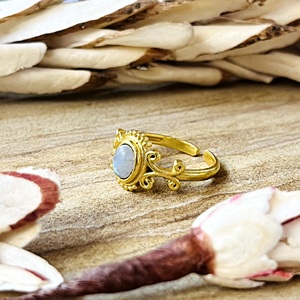 Unique Best Design Moonstone Gold <b>Ring</b> <b>Boho</b> Brass <b>Rings</b> For Women 18k Gold Plated Ethnic Filigree <b>Ring</b> For Wholesale/OEM/ODM - Product Image 5