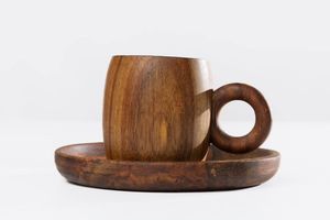 Eco Friendly Wooden Mug Handmade Solid Wood Coffee Cup Natural Finish Rustic Design Drinkware for Kitchen - Product Image 2