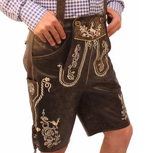 Ensemble traditionnel bavarois Lederhosen pour homme, en cuir véritable, tenue d'Oktoberfest avec bretelles - Product Image 6