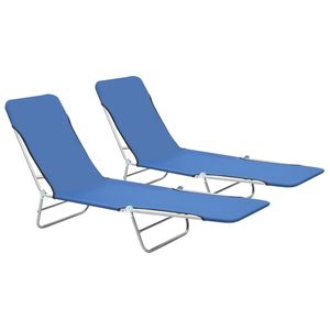 Juego de 2 Tumbonas Plegables Estándar de Acero con Recubrimiento en Polvo Azul - Product Image 1