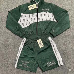 <b>Women</b> Solid Color Casual Sports Shorts Set Zipper Long Sleeve <b>Jacket</b> and Shorts Outdoor Windbreaker Two Piece Set - Product Image 4