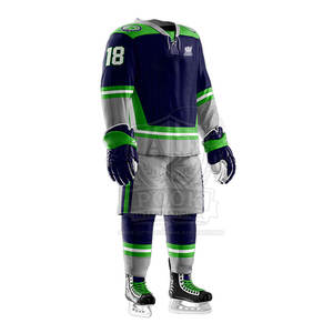 Conjunto de Jersey de Hockey sobre Hielo Sublimado para Hombre, Azul Marino, Verde y Blanco, Manga Larga, Absorbe la Humedad, Uniforme de Equipo para Adultos, Corte Regular - Product Image 2