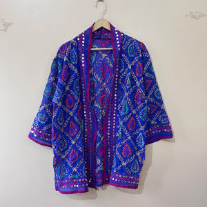 Kimono court coloré assorti style Phulkari, veste longue, tenue décontractée, cache-maillot, boléro d'été - Product Image 1