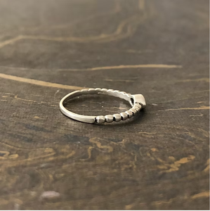 Chic Tiny Oval <b>Emerald</b> Stone Beaded Band <b>Ring</b> in 925 Sterling <b>Silver</b> Jewelry - Lightweight Handmade Fine Jewelry - Product Image 3