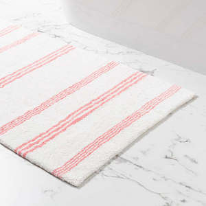 Tapis de bain moderne à rayures, 1600 GSM, design tufté, écologique, 100% coton, avec support en silicone, prix avantageux - Product Image 1