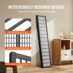 Pantallas plegables de madera portátiles de 4 paneles de estilo japonés, divisores de partición interior para el dormitorio del hogar, habitación decorativa de privacidad - Product Image 5
