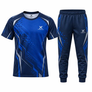 เสื้อยืดและกางเกงสำหรับเด็กเยาวชน ชุดกีฬาอีสปอร์ต |   การพิมพ์แบบซับลิเมชั่นสีน้ำเงินและรูปแบบสีที่หลากหลายหกสี |   ผู้ผลิต OEM ODM |   เอ็กซ์ สปอร์ตส์ ซิตี้ | - Product Image 1