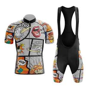 Custom Heat-Transfer Unisex <b>Cycling</b> Jersey Set Eco-Friendly Active Stretch Quick Dry Breathable Pop Art Comic Print Road Bike - Product Image 3
