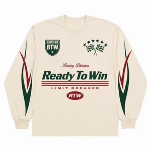 เสื้อยืดแขนยาวผู้ชาย Ready To Win คอกลม ผ้าคอตตอนเจอร์ซีย์ พิมพ์ลาย สวมใส่สบาย ทรงปกติ ความยาวปกติ - Product Image 1