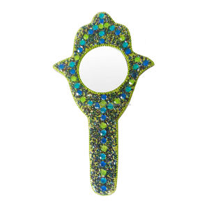 Miroir de poche portable avec perles scintillantes, abordable, pour soins de beauté, miroir cosmétique fantaisie à tenir à la main - Product Image 1